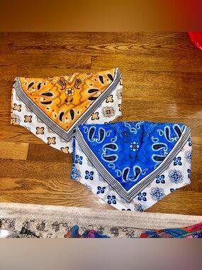 Paisley Bandana Tube Tops ; Blue & Orange